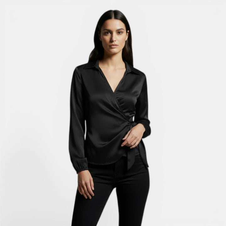 Blusa Satén Mujer Manga Larga Premium