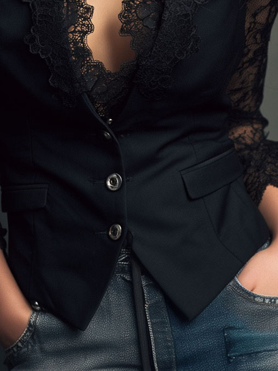 Noemí | Blazer con Mangas Semitransparentes