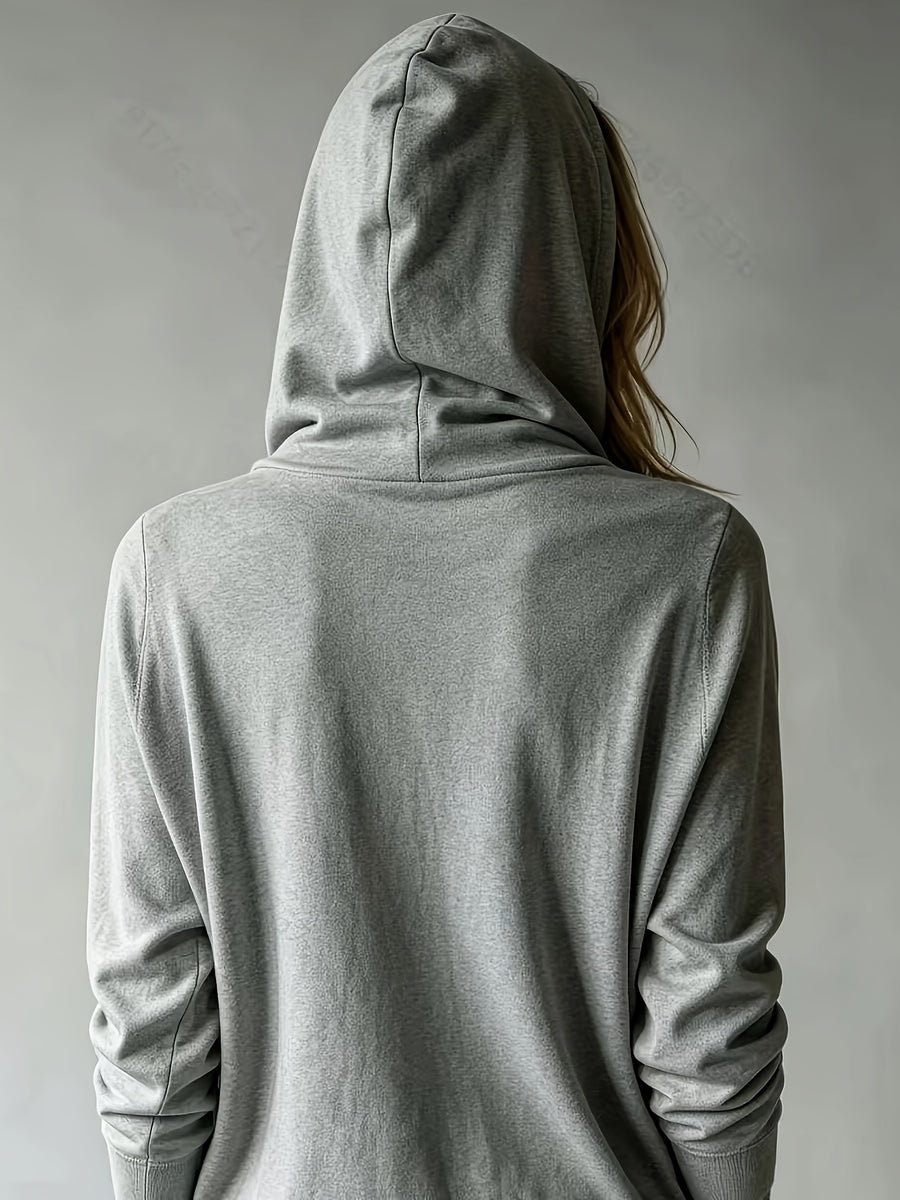 Cárdigan con capucha y botones en gris, vista lateral