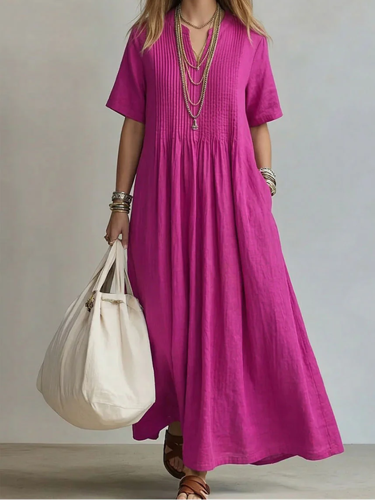 Noor Vestido Plisado Rosa