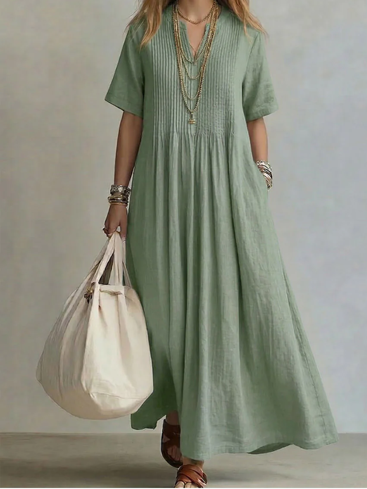 Noor Vestido Plisado Verde