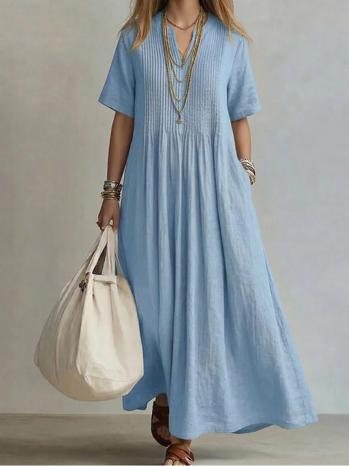 Noor Vestido Plisado Azul