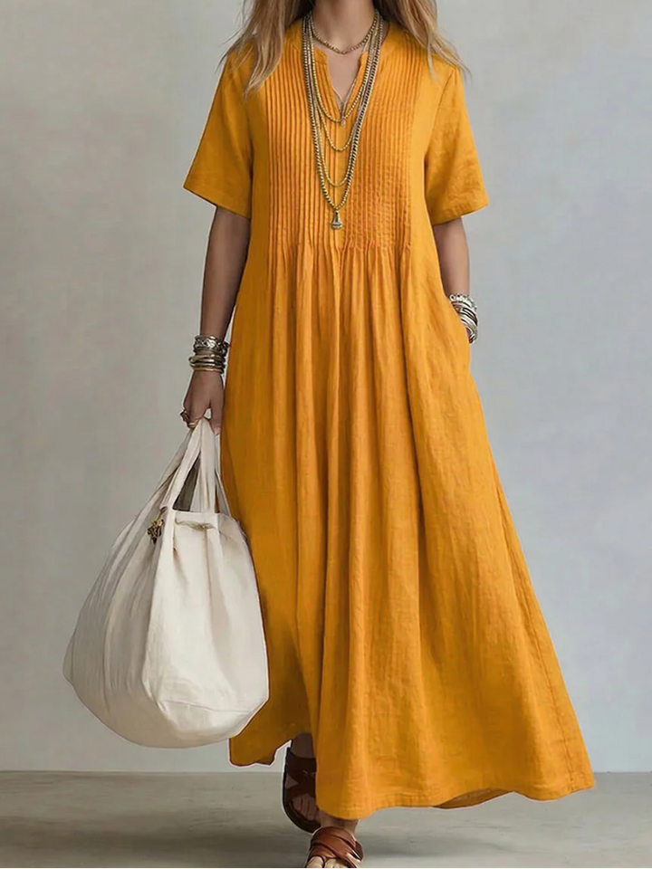 Noor Vestido Plisado Amarillo