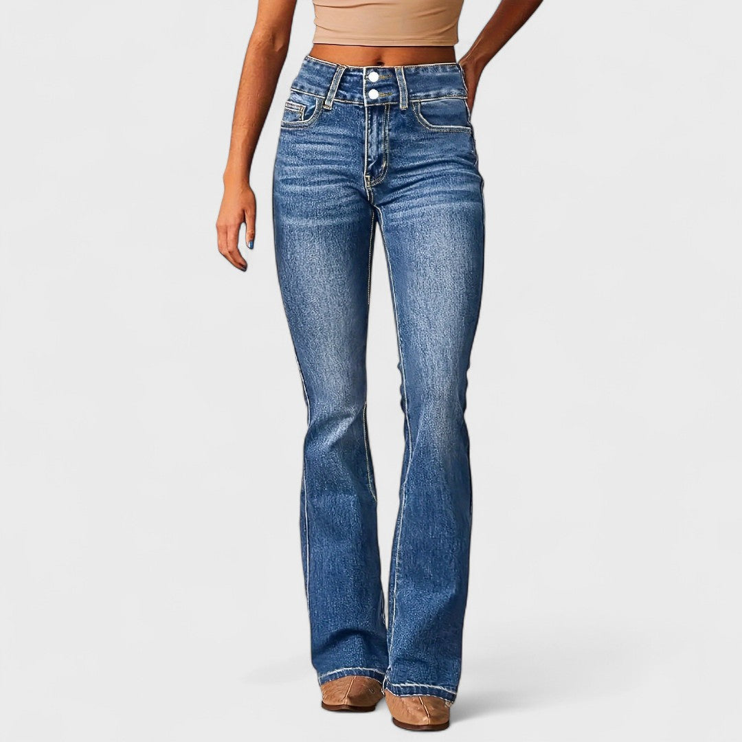 Marylène - Jeans de cintura alta de pierna ancha a la moda