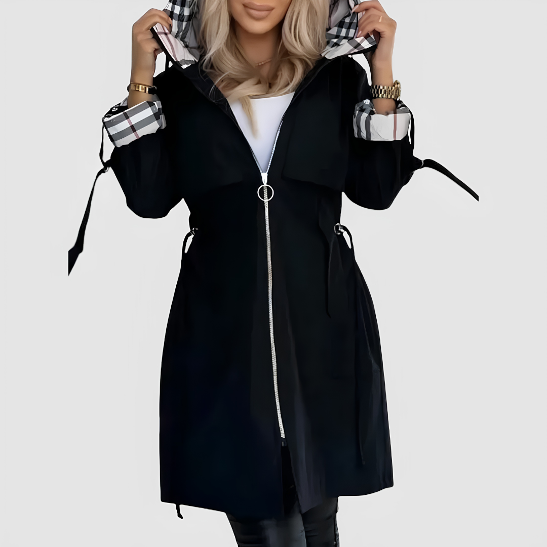 Assuntina | Abrigo Impermeable con Capucha y Cremallera