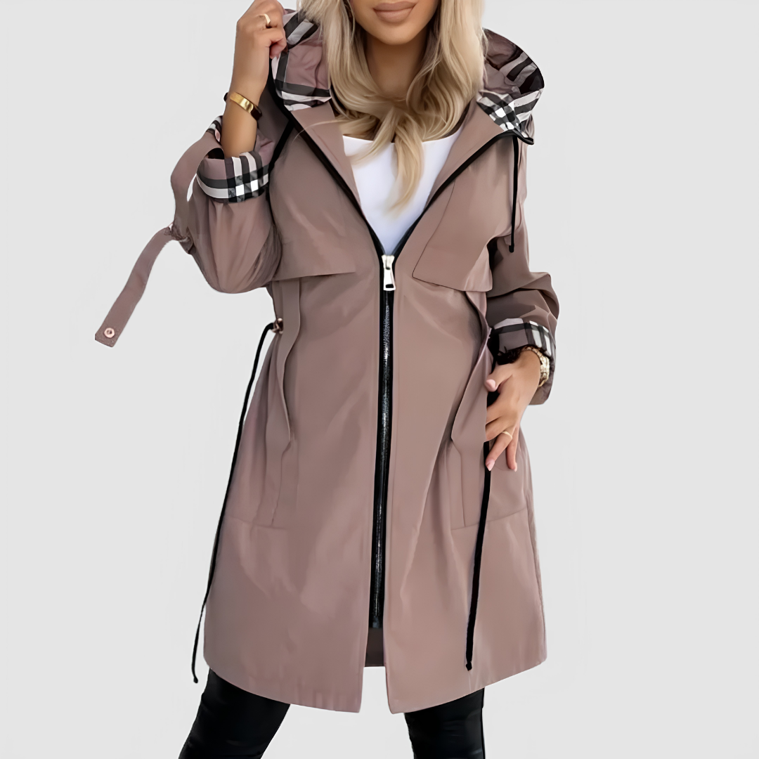 Assuntina | Abrigo Impermeable con Capucha y Cremallera