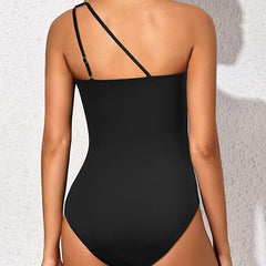 Espalda del bañador Grace en negro con tirantes finos ajustables