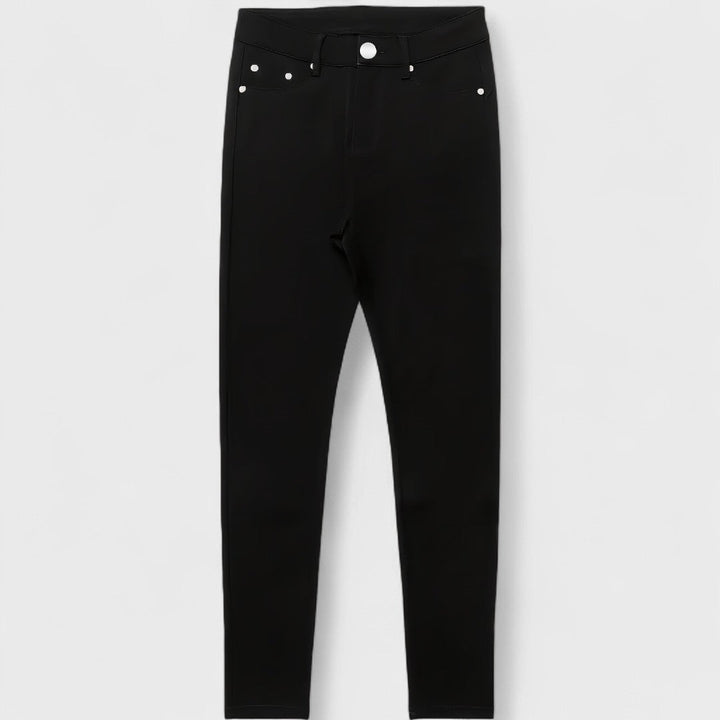 Floriale - Jeans negros de denim de cintura alta para mujer