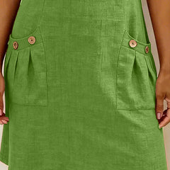Leliana vestido de algodón y lino detalle