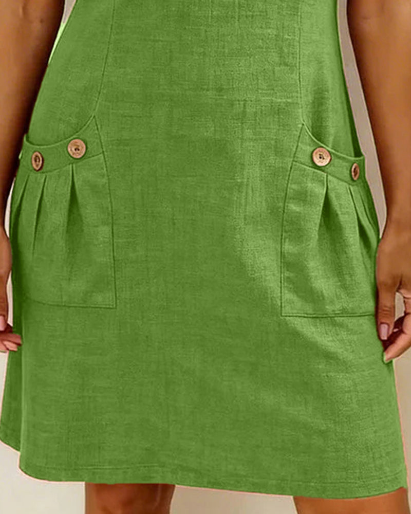 Leliana vestido de algodón y lino detalle