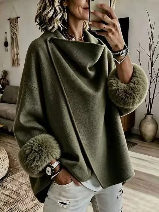 Celia | Chaqueta Elegante con Puños de Pelo Sintético