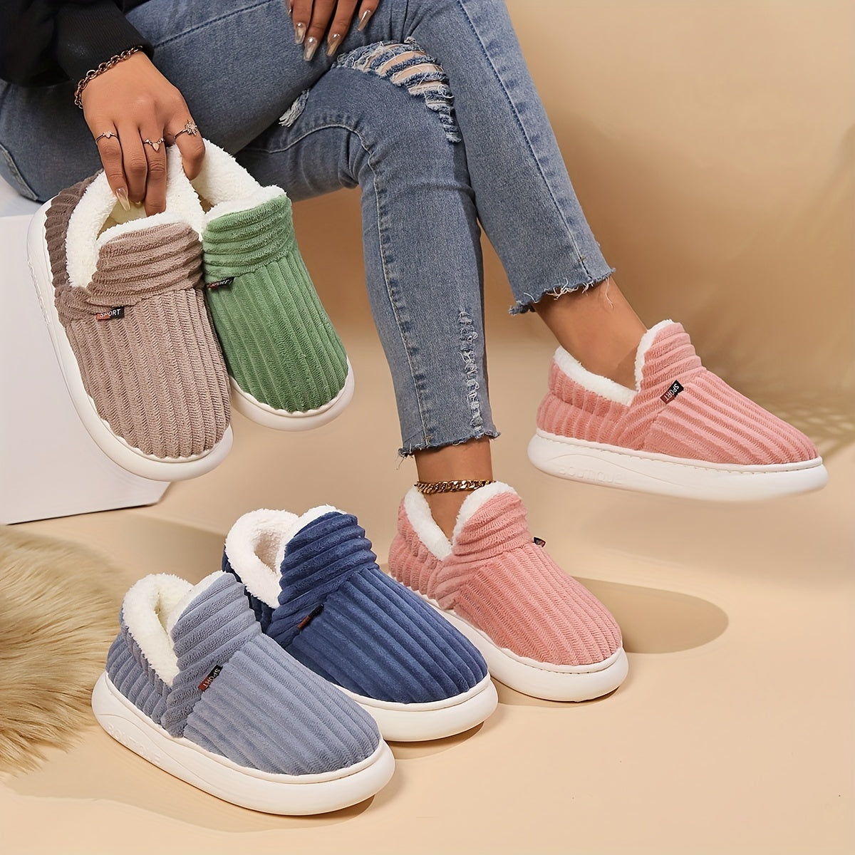 Amaia | Zapatillas de Casa Cerradas con Interior Afelpado