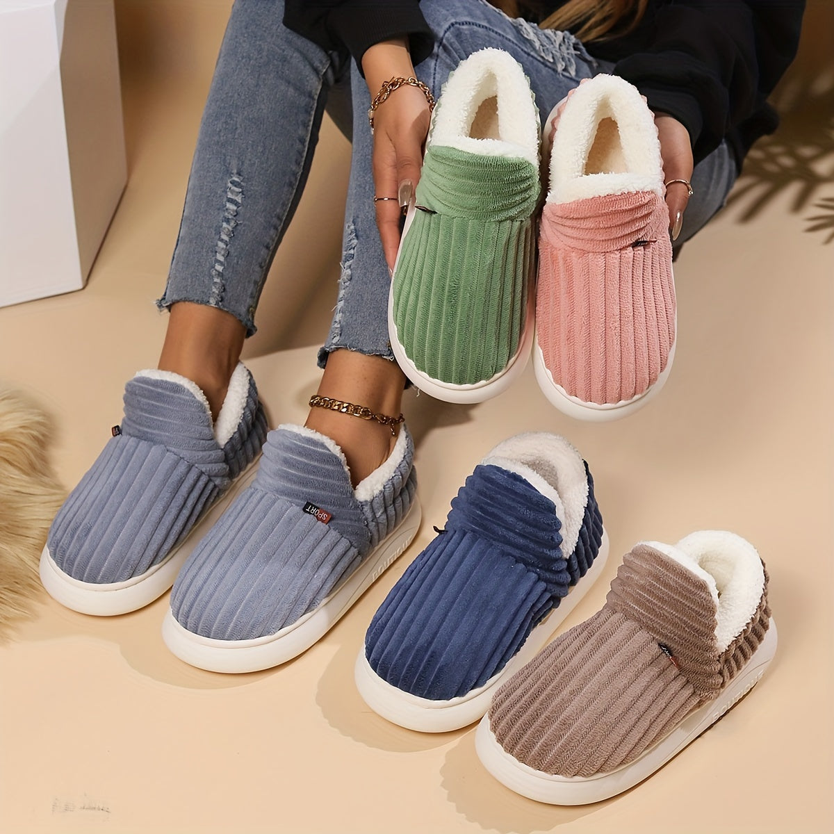 Amaia | Zapatillas de Casa Cerradas con Interior Afelpado