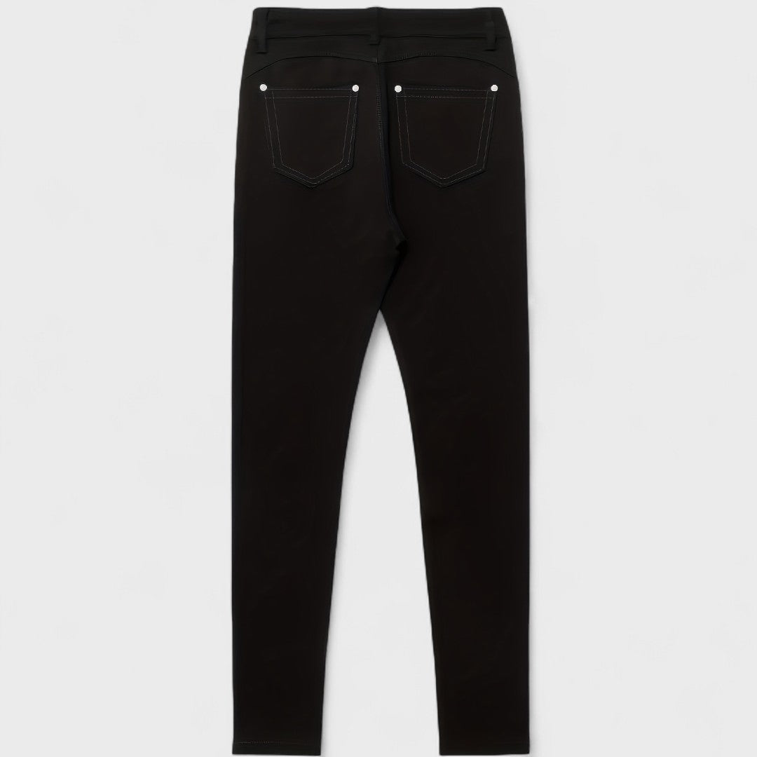Floriale - Jeans negros de denim de cintura alta para mujer