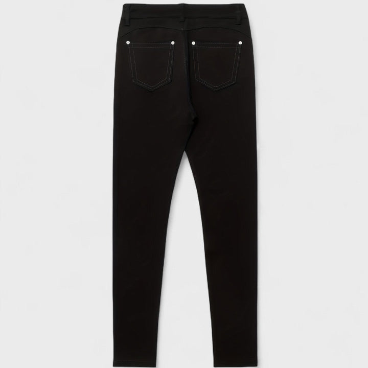 Floriale - Jeans negros de denim de cintura alta para mujer