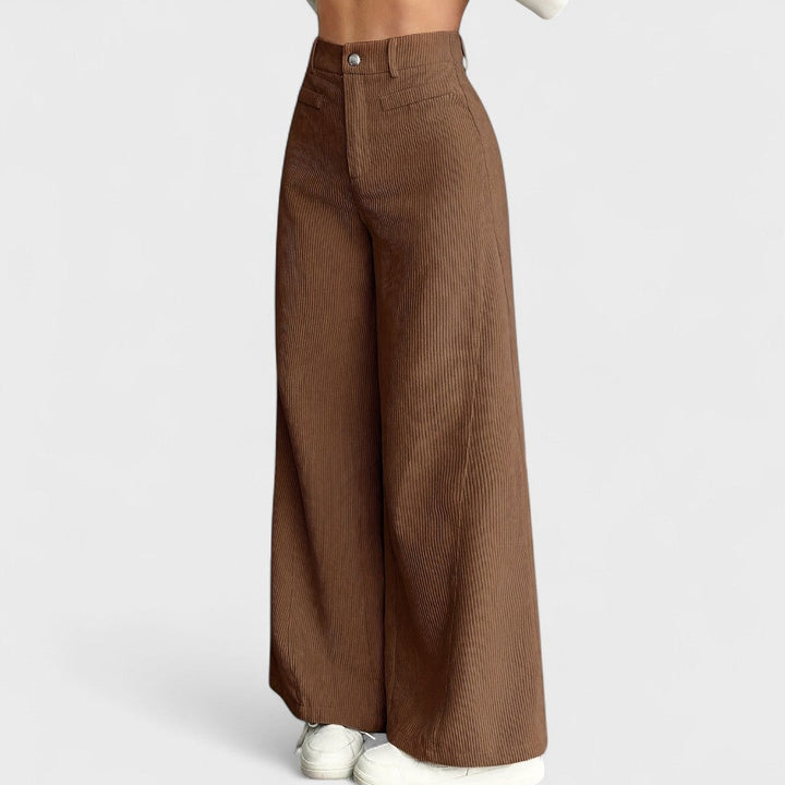 Rida - Pantalones de Mujer de Cintura Alta con Pierna Ancha