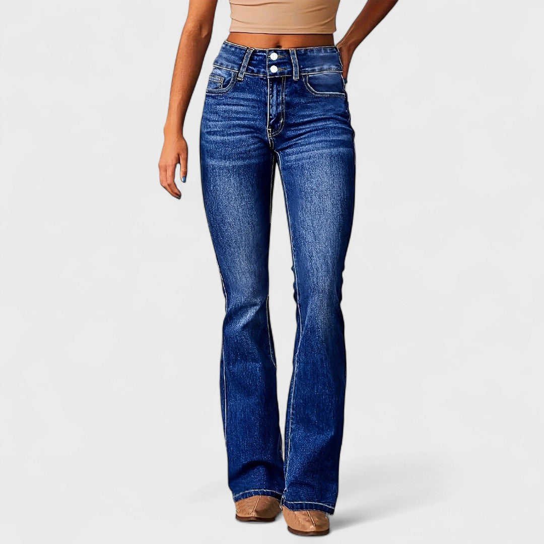 Marylène - Jeans de cintura alta de pierna ancha a la moda