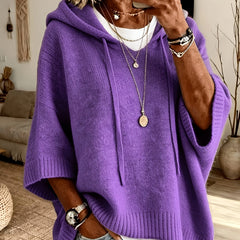 Jersey de punto con capucha y manga ancha en morado oscuro