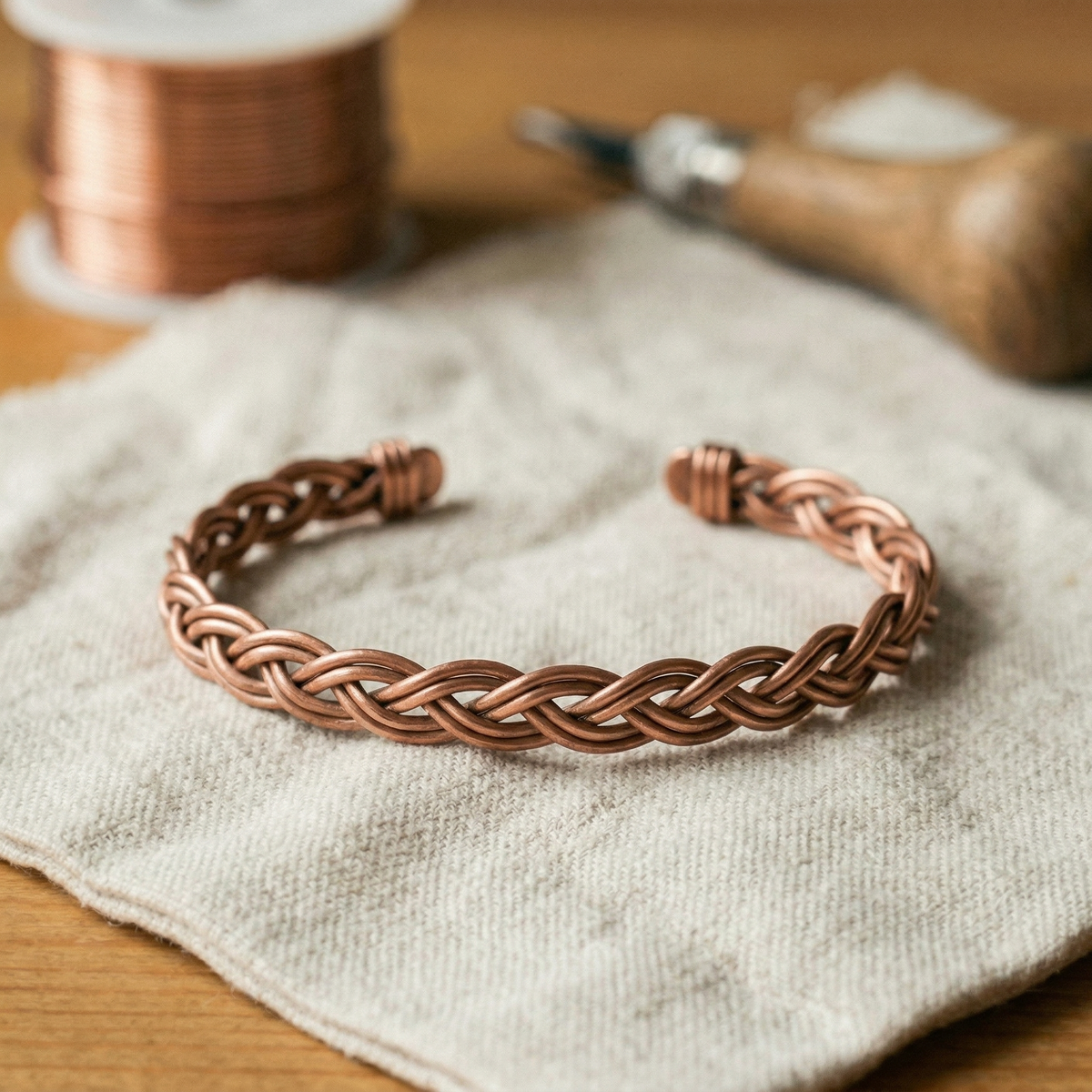 Tobillera de cobre Entrelazo