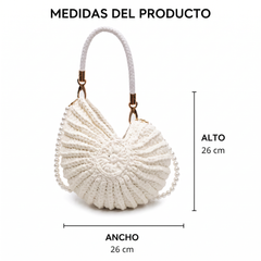 Guía de medidas del bolso concha: 26 × 26 cm