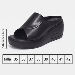 Guía de tallas de las mules Julie: de la 35 a la 42, cuña de 5-8 cm de altura