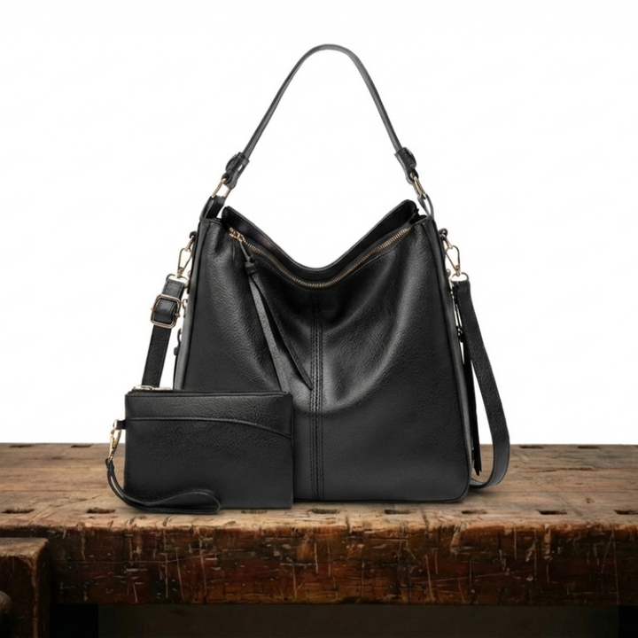 Bolso | De mano de cuero de lujo antirrobo tipo hobo + Cartera pequeña GRATIS