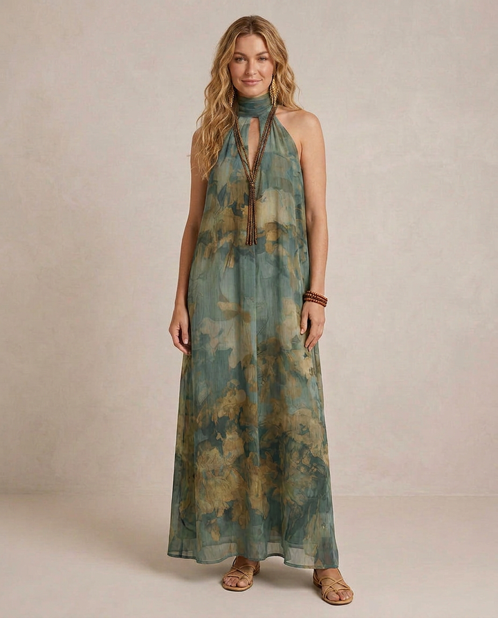 FLORA | Maxi Vestido Chiffon Floral Boho