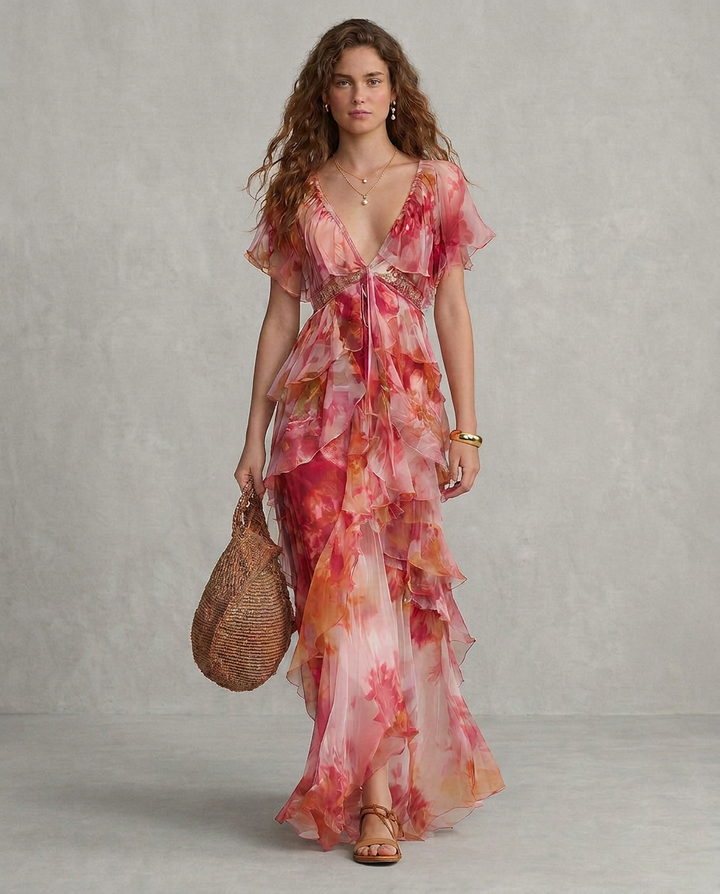 LUNA | Vestido Boho Floral con Volantes