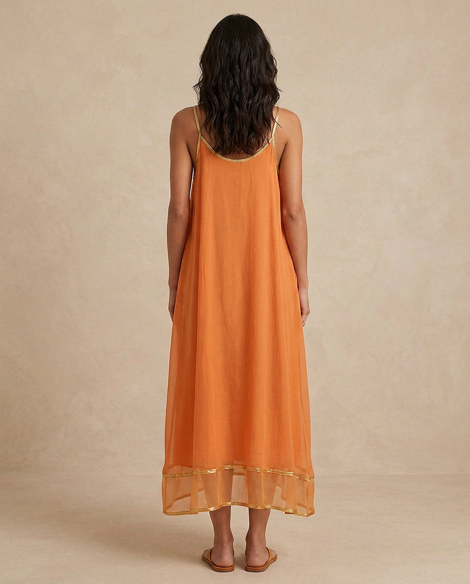 LILIANA | Vestido de Tul Albaricoque con Cintas