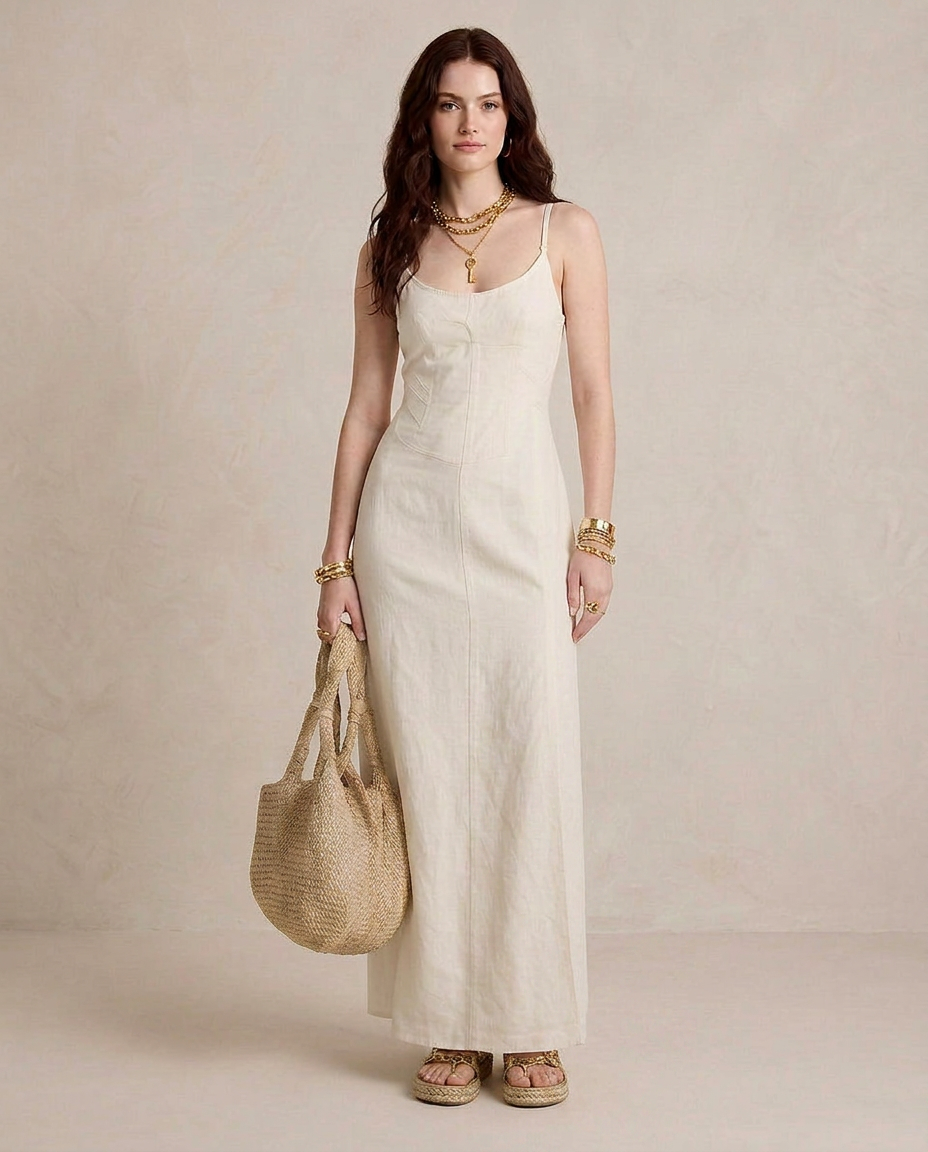 LUCIA | Maxi Vestido Blanco con Abierto