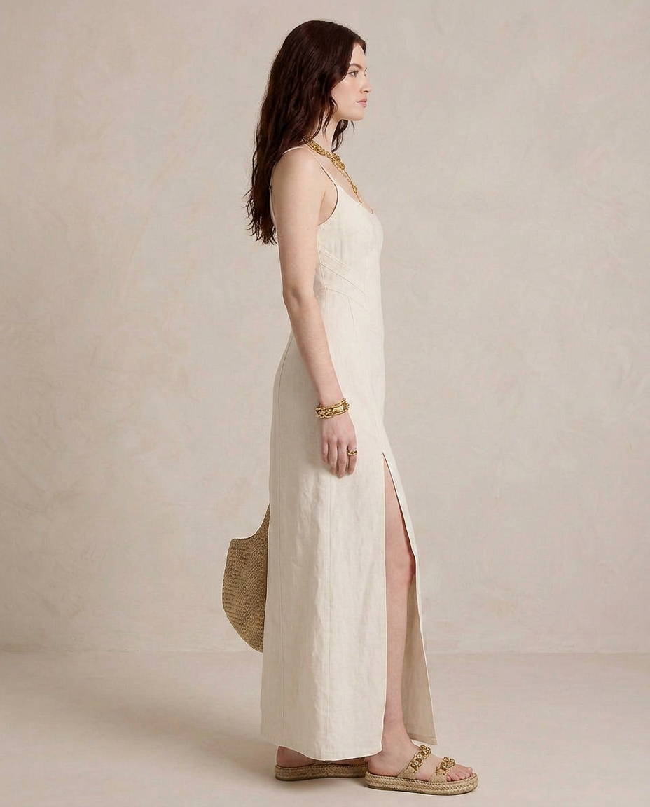 LUCIA | Maxi Vestido Blanco con Abierto