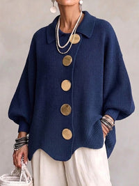 Karina | Cárdigan Oversize con Cuello y Botones Grandes