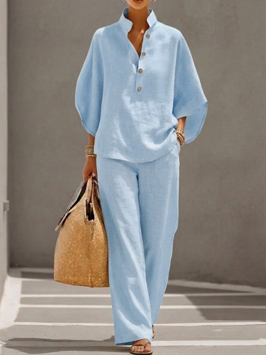 Mariel | Conjunto de dos piezas con mangas murciélago y pantalón ancho