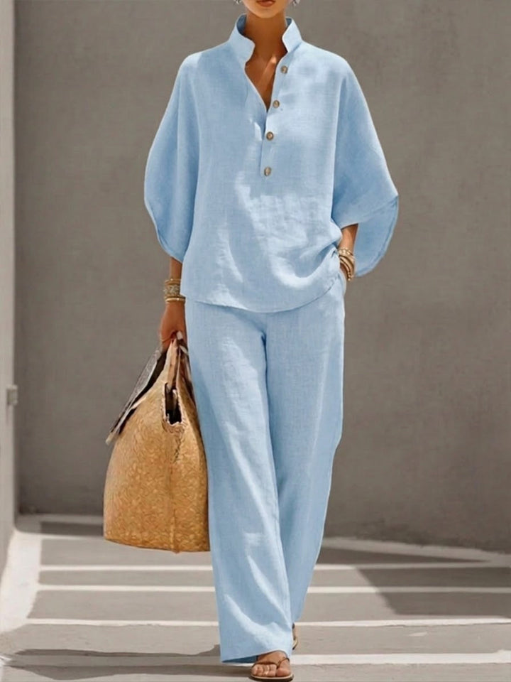Mariel | Conjunto de dos piezas con mangas murciélago y pantalón ancho