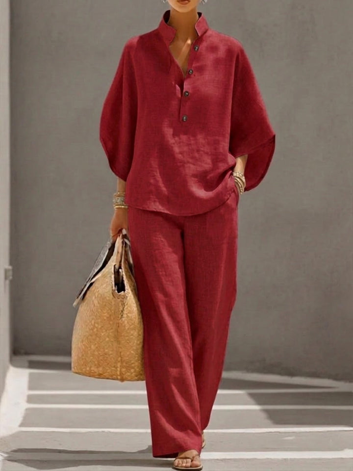 Mariel | Conjunto de dos piezas con mangas murciélago y pantalón ancho
