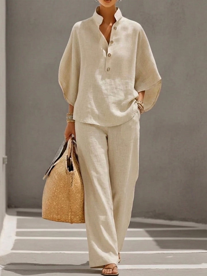 Mariel | Conjunto de dos piezas con mangas murciélago y pantalón ancho