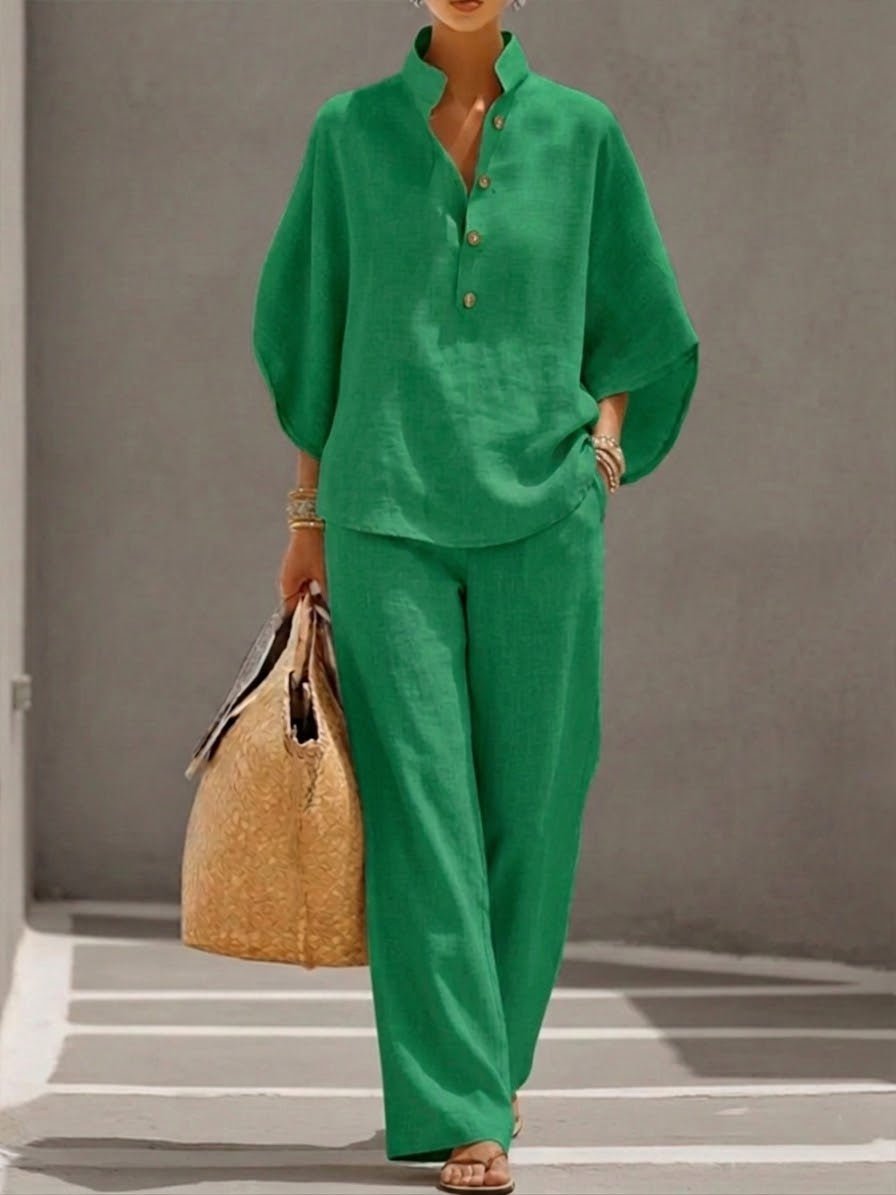 Mariel | Conjunto de dos piezas con mangas murciélago y pantalón ancho