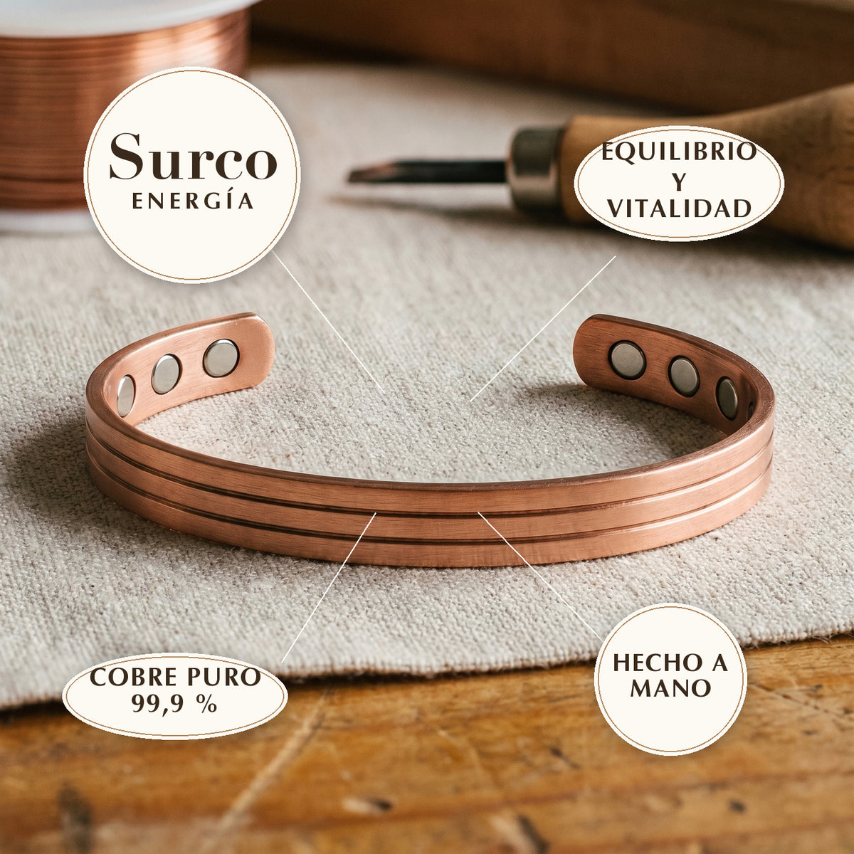 Pulsera de cobre Surco