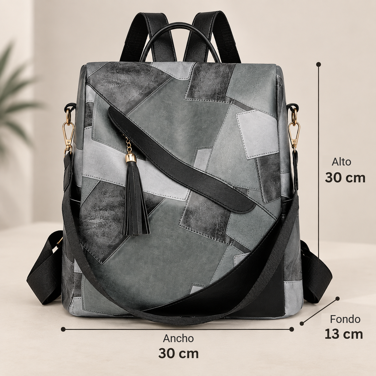 Medidas: alto 30 cm, ancho 30 cm, fondo 13 cm