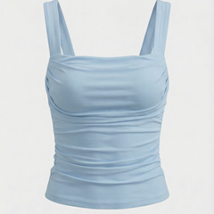 Begoña | Blusa Fruncida con Escote Cuadrado