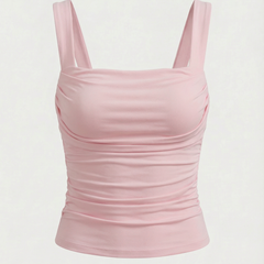 Begoña | Blusa Fruncida con Escote Cuadrado