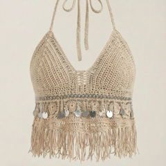 Brandy | Top Halter Boho de Punto