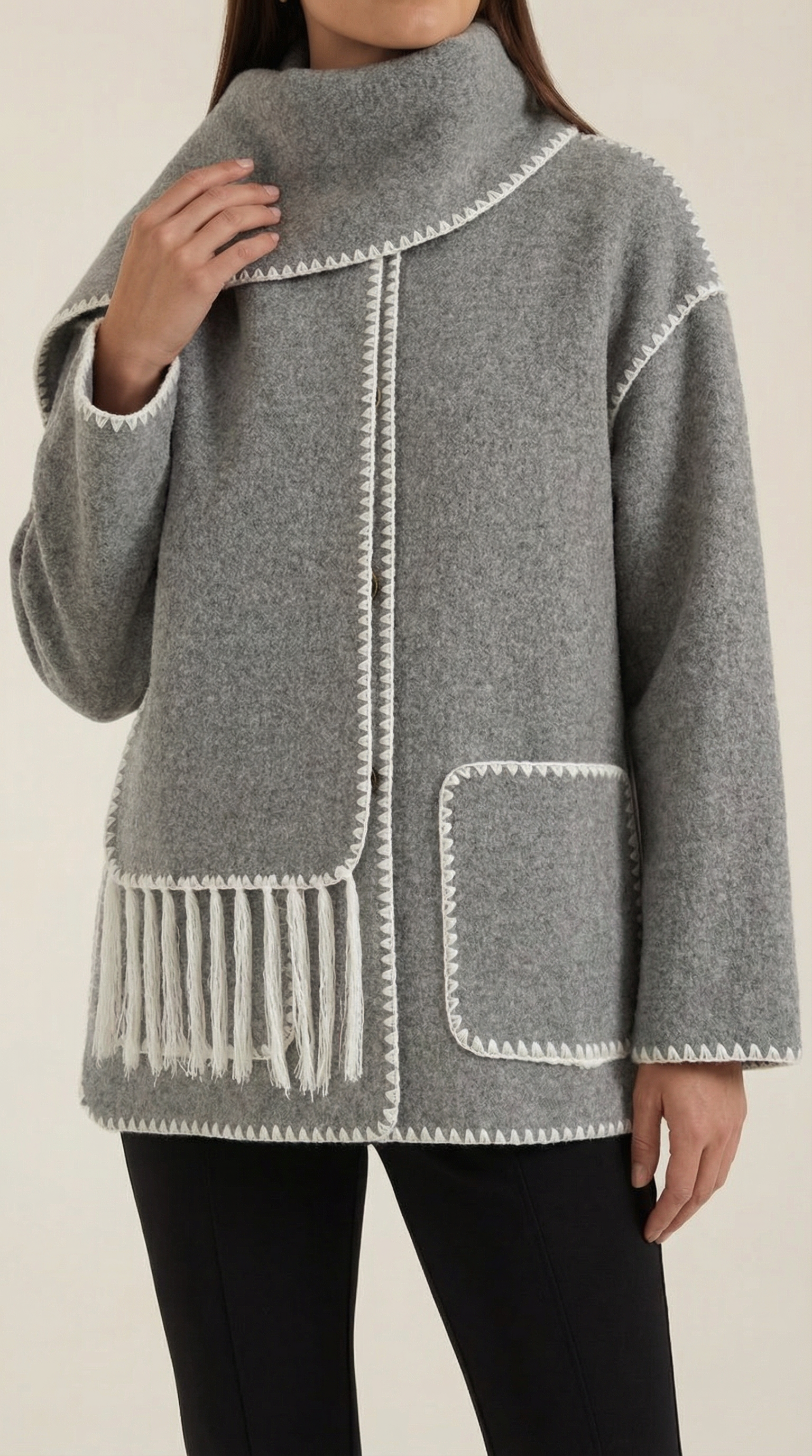 Catherine | Chaqueta con Bufanda de Contraste