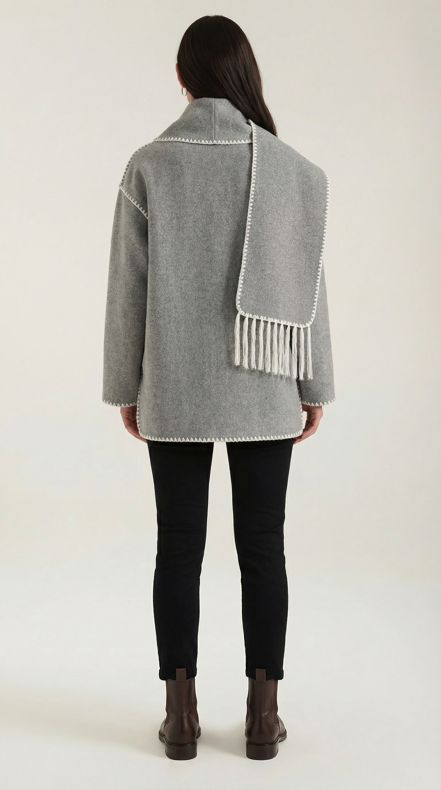Catherine | Chaqueta con Bufanda de Contraste