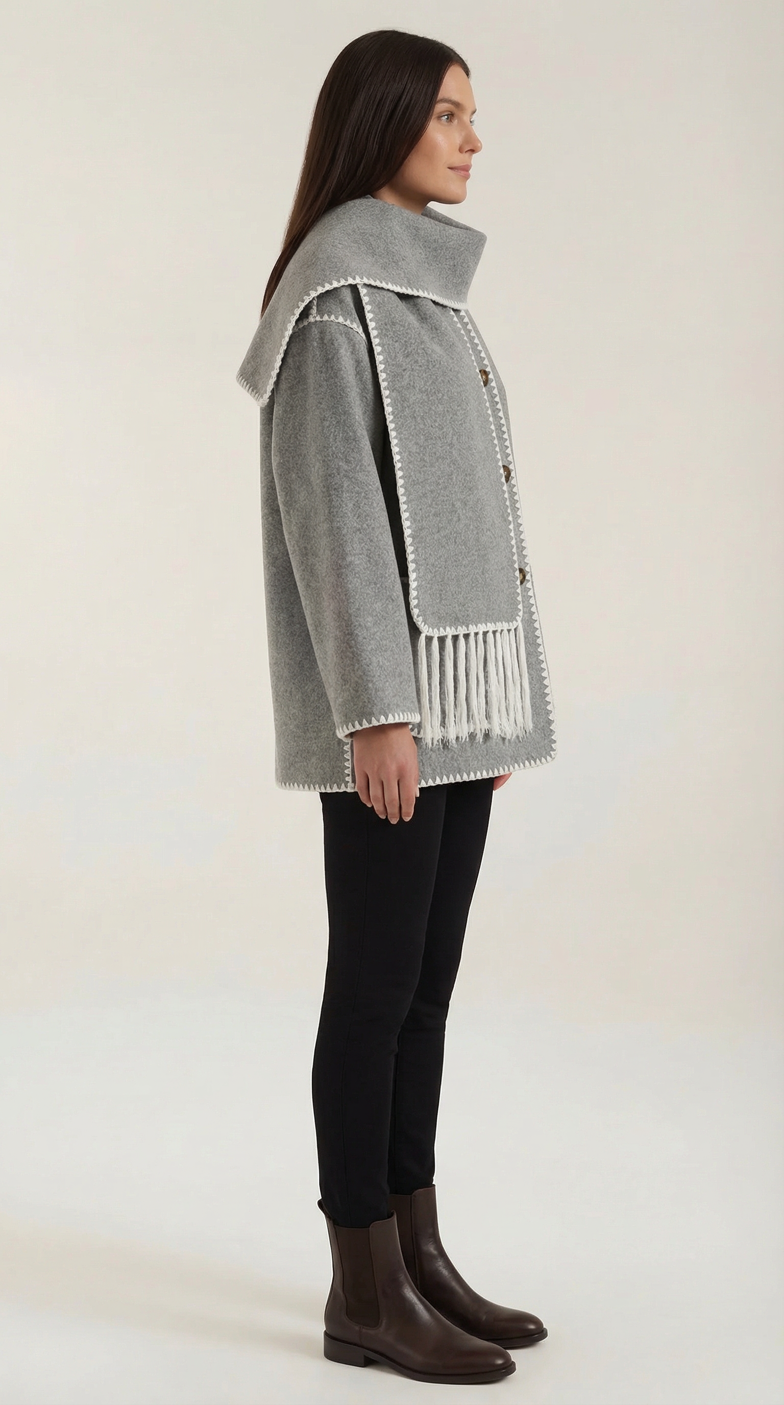 Catherine | Chaqueta con Bufanda de Contraste