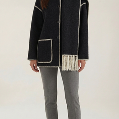 Catherine | Chaqueta con Bufanda de Contraste