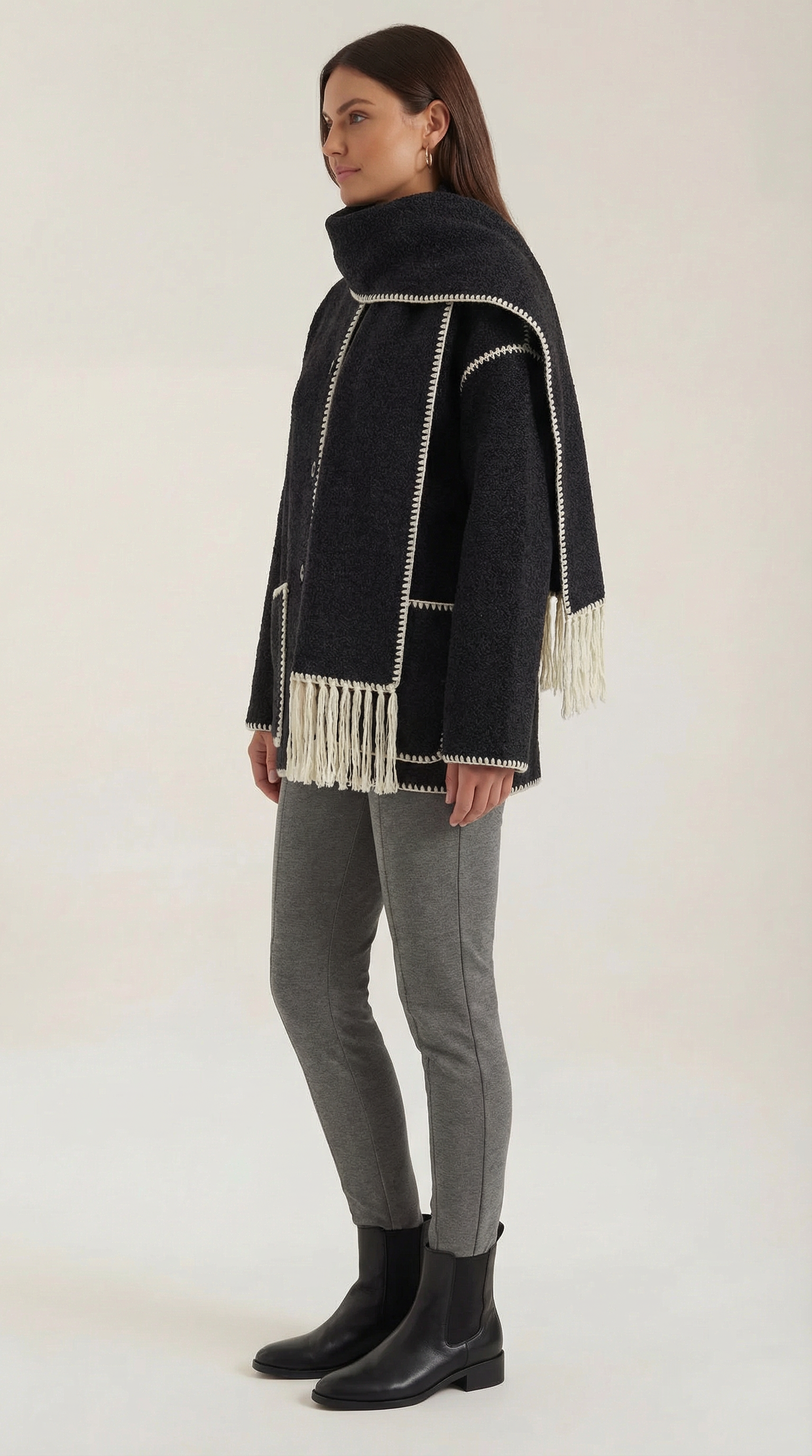 Catherine | Chaqueta con Bufanda de Contraste
