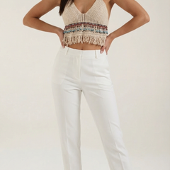 Celeste | Top Halter de Ganchillo con Flecos