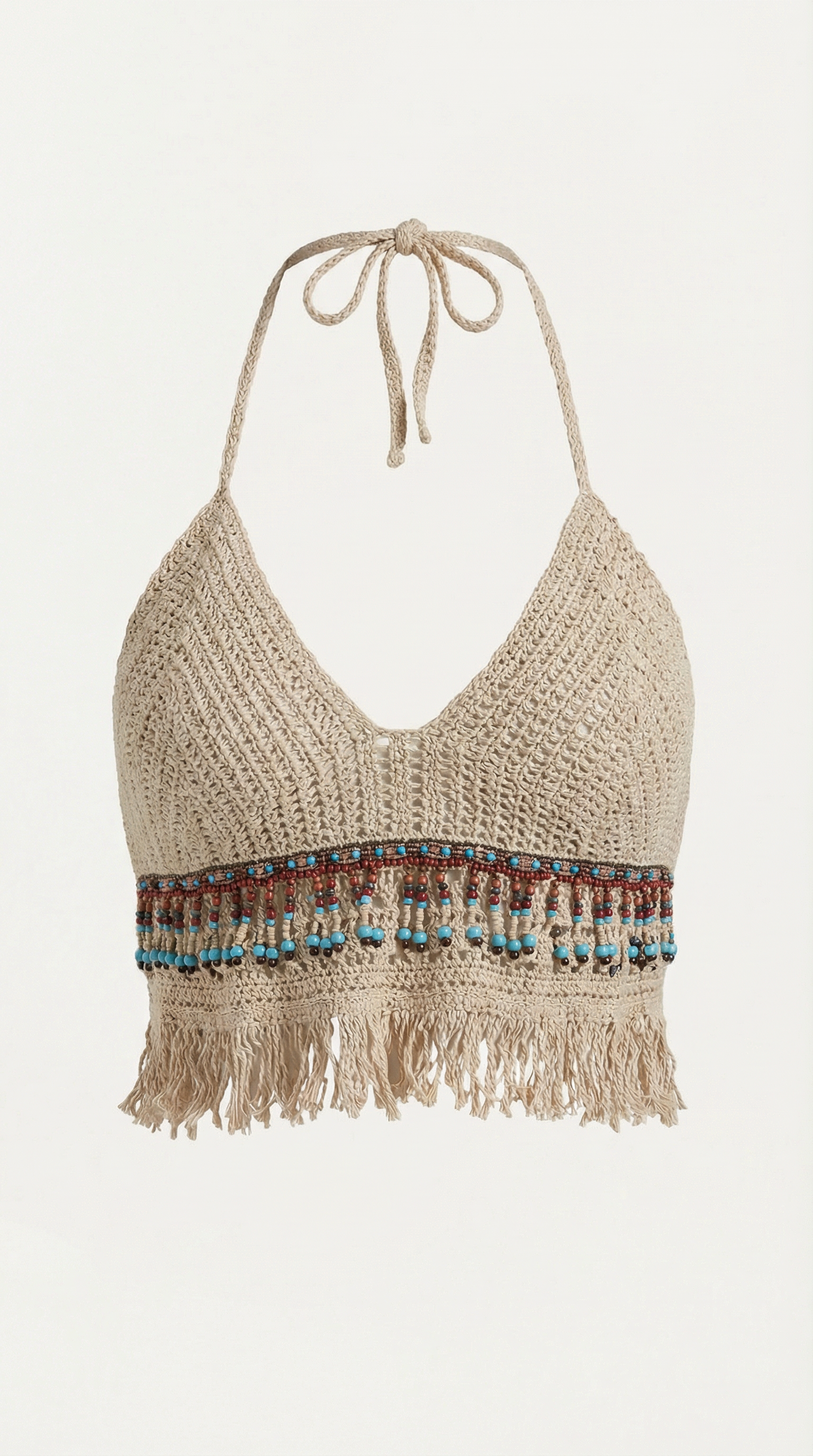 Celeste | Top Halter de Ganchillo con Flecos