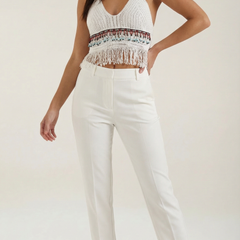 Celeste | Top Halter de Ganchillo con Flecos